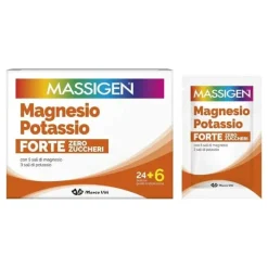 Massigen Magnesio Potassio Forte Zero Zuccheri per Energia e Recupero Gusto Arancia Rossa 30 Bustine