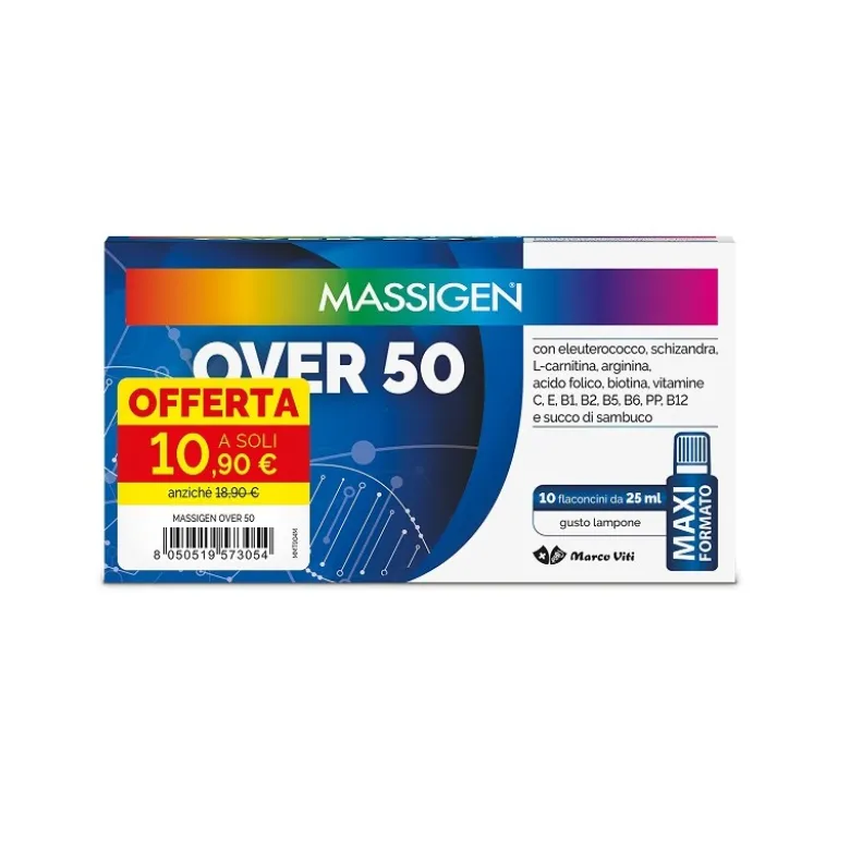 Massigen Over 50 integratore per energia e concentrazione over 50 10 flaconcini da 25ml