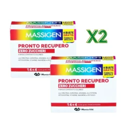 Massigen Pronto Recupero Integratore Ricostituente Senza Zucchero 14+4 Bustine - 2 Confezioni
