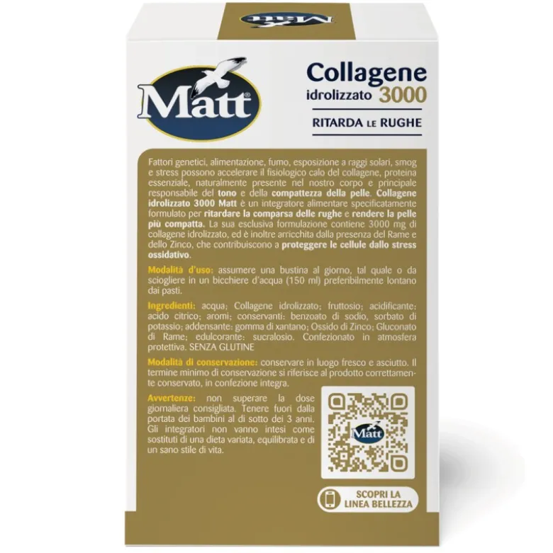 Matt Collagene Idrolizzato 3000 per Pelle Giovane e Luminosa 10 Bustine