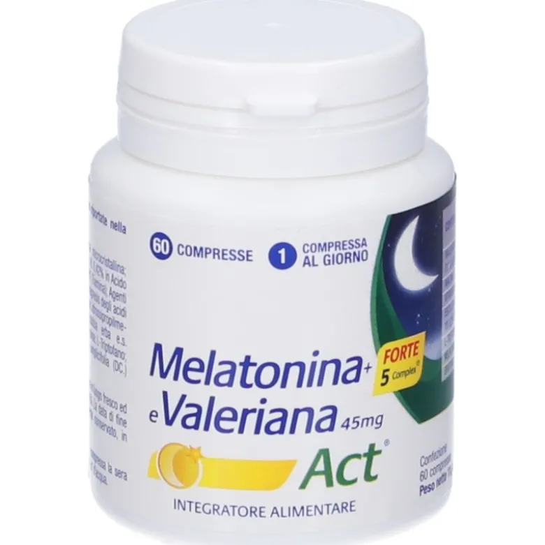 Melatonina Act + Forte 5 Complex e Valeriana Integratore 60 Compresse