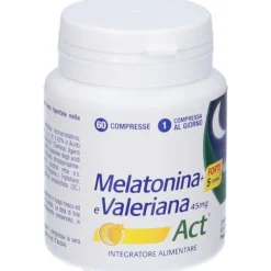 Melatonina Act + Forte 5 Complex e Valeriana Integratore 60 Compresse