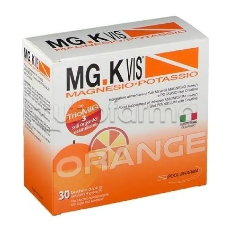 MGK VIS Integratore con Magnesio Potassio e Creatina 30 Bustine Gusto Arancia