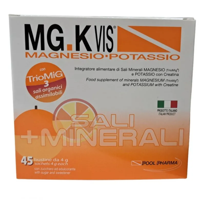 MGK Vis Magnesio e Potassio Arancia Integratore per Stanchezza 45 Bustine
