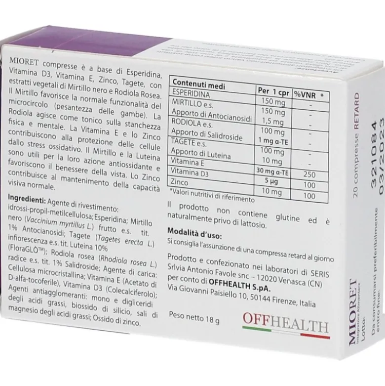 Mioret Integratore per Vista e Occhi 20 Compresse