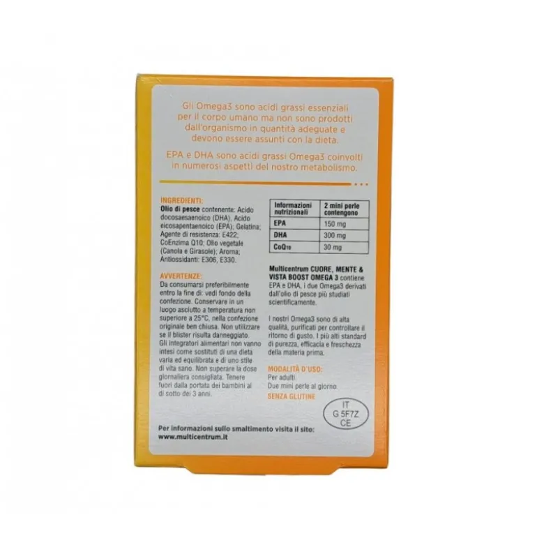 Multicentrum Boost Omega 3 Integratore Cuore Menta e Vista 120 Perle