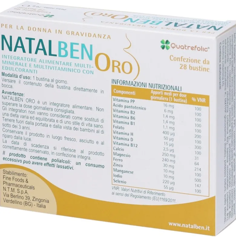 Natalben Oro Integratore Vitamine e Minerali per Gravidanza 28 Bustine