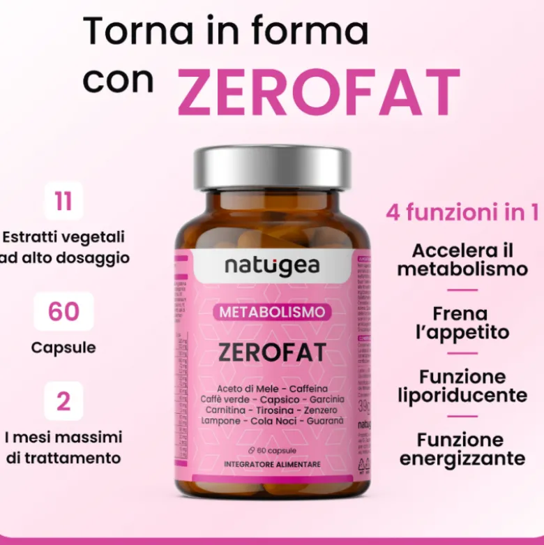 Natugea Zero Fat Integratore Controllo del Peso 60 Compresse