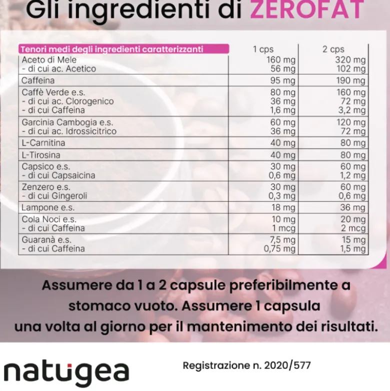 Natugea Zero Fat Integratore Controllo del Peso 60 Compresse