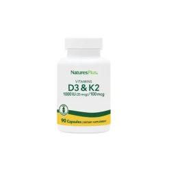 Natures Plus Vitamina D3 e K2 Integratore per Ossa e Difese Immunitarie 90 Capsule