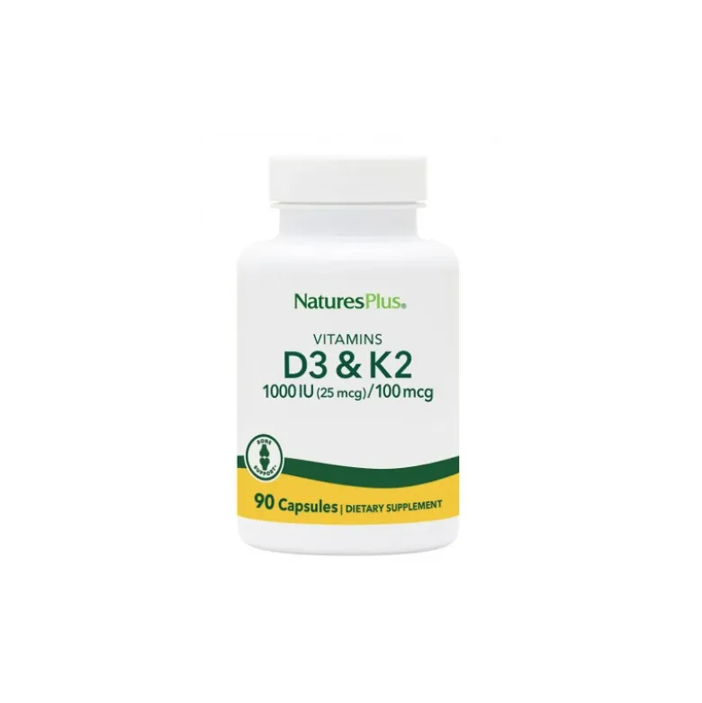 Natures Plus Vitamina D3 e K2 Integratore per Ossa e Difese Immunitarie 90 Capsule