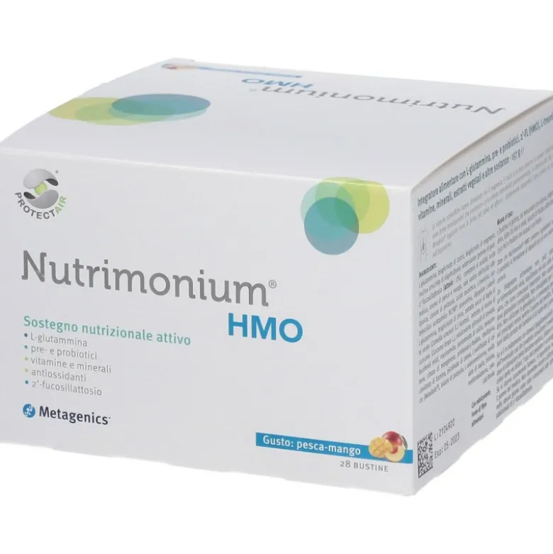 Nutrimonium HMO Integratore Flora Intestinale Gusto Pesca e Mango 28 Bustine