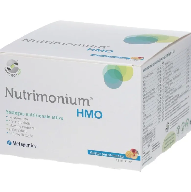 Nutrimonium HMO Integratore Flora Intestinale Gusto Pesca e Mango 28 Bustine