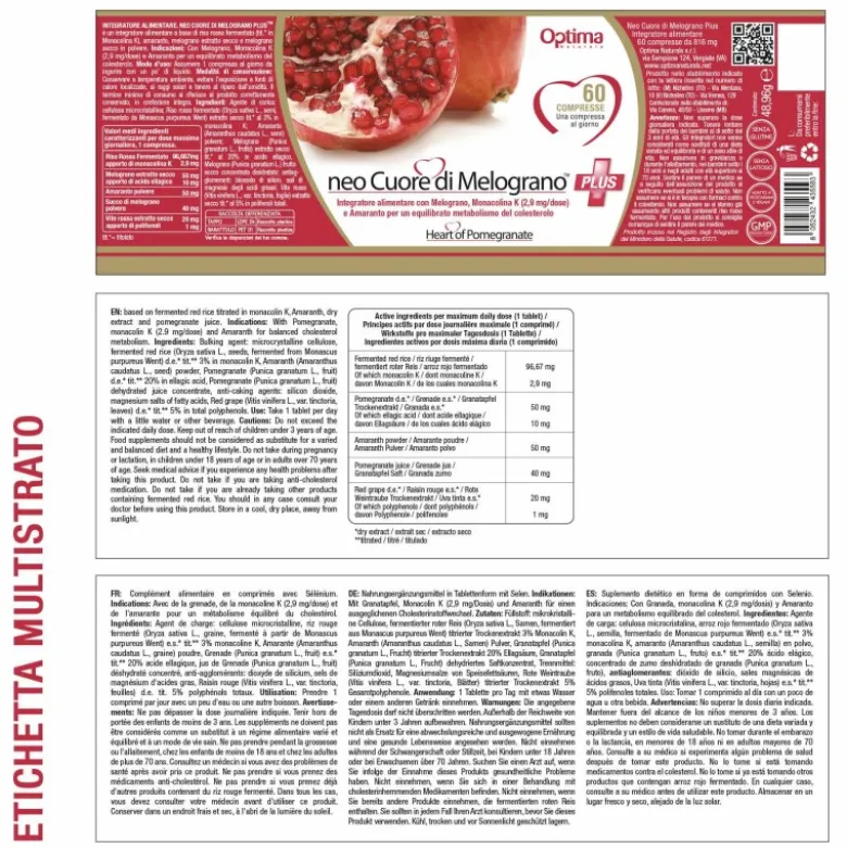 Optima Naturals Neocuore Melograno Plus per Colesterolo 60 compresse