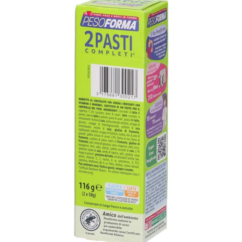 Pesoforma Barrette 2 Pasti Completi Gusto Choco Crispy 2 Pezzi