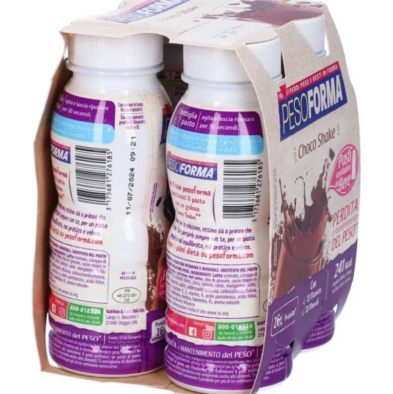 Pesoforma Choco Shake Sostituto Pasto da Bere 4 Flaconi da 236 ml