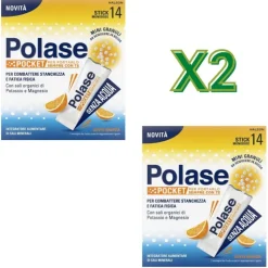 Polase Pocket Integratore per Fatica e Stanchezza 14 Stick Arancia - 2 Confezioni