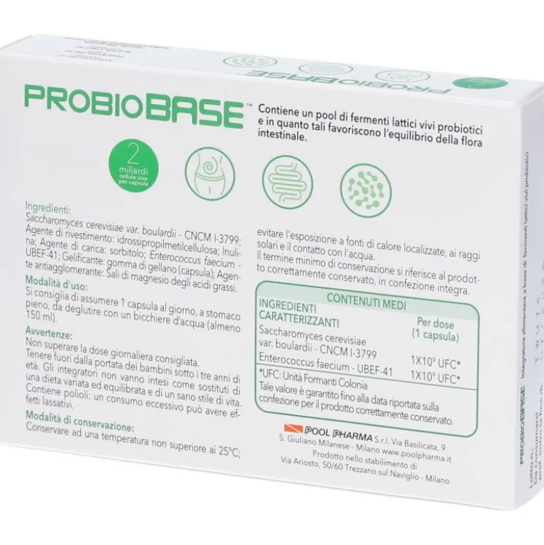 Pool Pharma Probiobase Integratore per Intestino 20 Capsule