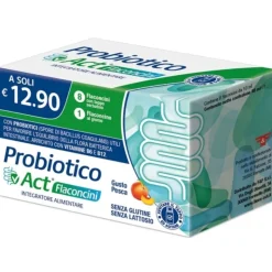 Probiotico Act Fermenti Lattici e Vitamine per Intestino Gusto Pesca 8 Flaconcini