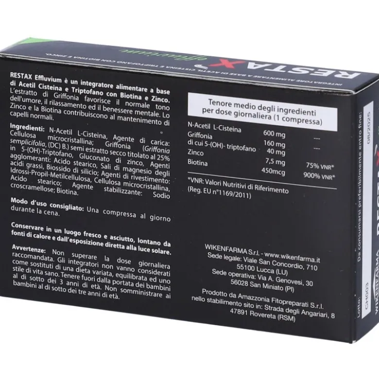 Restax Effluvium Integratore per Capelli 30 Compresse