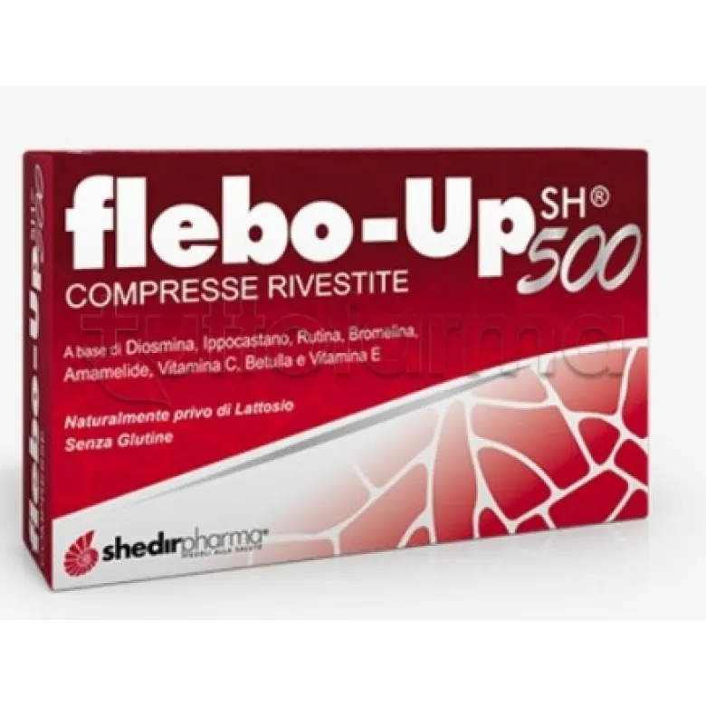 Shedir Flebo-Up 500 Integratore per Gambe Gonfie e Drenaggio Liquidi 30 Compresse