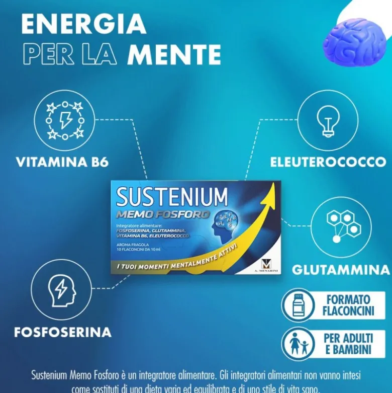 Sustenium Memo Fosforo per Memoria e Concentrazione 10 Flaconcini