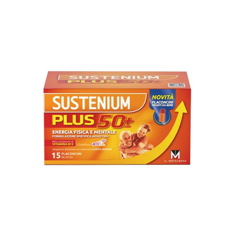 Sustenium Plus 50+ Integratore Energia e Stanchezza Vitamina B12 15 Flaconcini