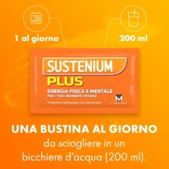 Sustenium Plus Integratore Energizzante per Stanchezza 22 Bustine Arancia