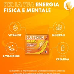Sustenium Plus Integratore Energizzante per Stanchezza 22 Bustine Arancia