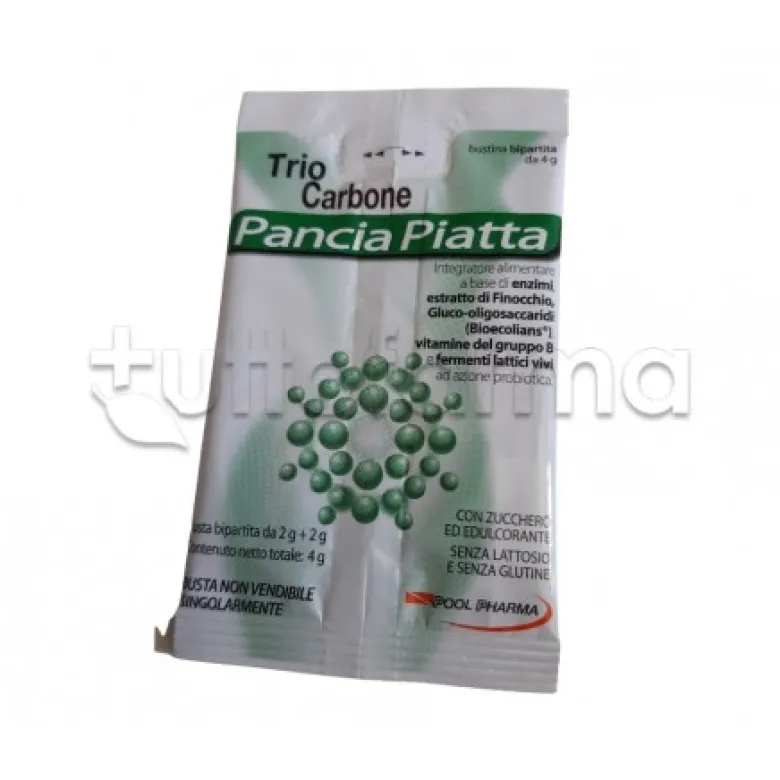TrioCarbone Pancia Piatta contro Gonfiore 10 Bustine Enzimi + 10 Bustine Probiotici