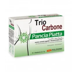 TrioCarbone Pancia Piatta contro Gonfiore 10 Bustine Enzimi + 10 Bustine Probiotici