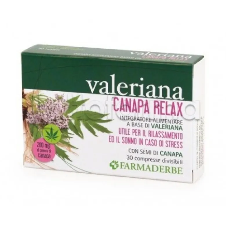 Valeriana Canapa Relax Integratore per Rilassamento e Sonno 30 Compresse