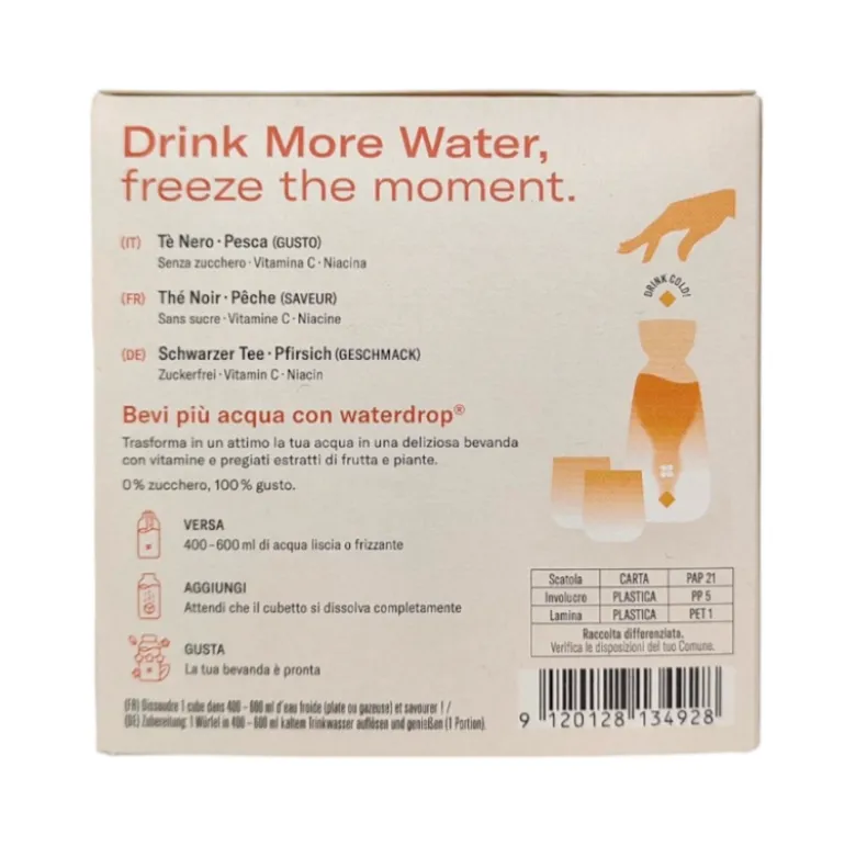 Waterdrop Microdrink Effervescente Aroma Te Freddo e Pesca 12 Cubetti