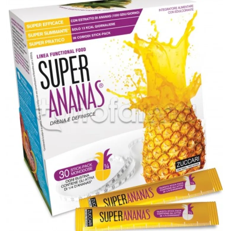 Zuccari Super Ananas Integratore Drenante e Digestivo 30 Bustine Stick
