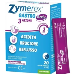 Zymerex Gastro Activ 3 Azioni per Acidità e Reflusso Gusto Menta 20 Bustine