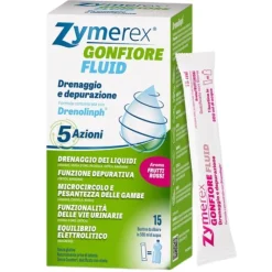 Zymerex Gonfiore Fluid Integratore Drenaggio e Depurazione Frutti Rossi 15 Bustine